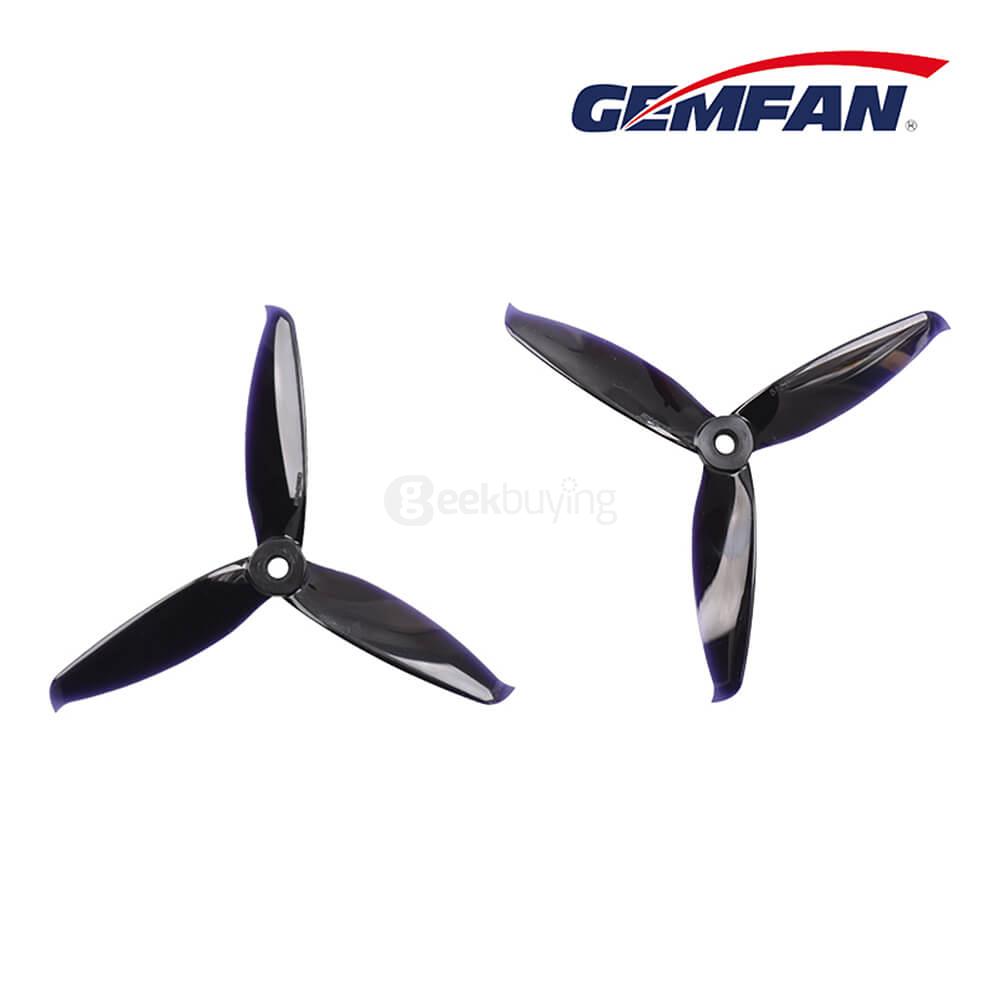 Gemfan 5152 5.1 X 5.2 3-Blade Propeller 5.0mm Mounting Hole for Racing Quadcopter (2CW & 2CCW) - Black