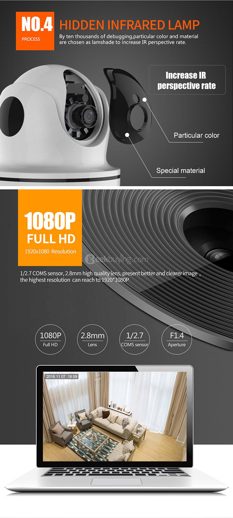 Vstarcam D26S 2.0MP HD WiFi Wireless Security IP Camera Remote Control Household Electronics Devices - White