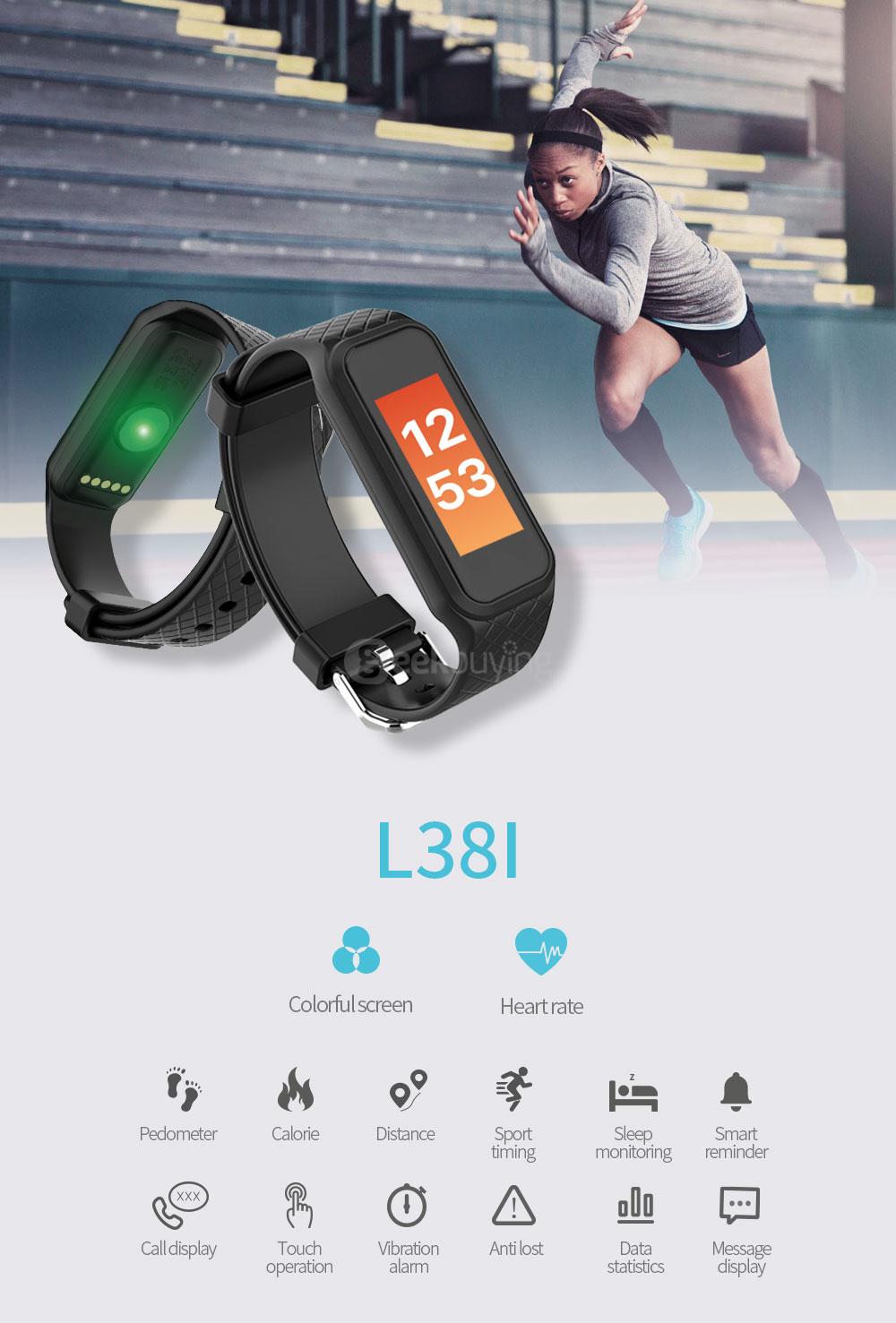 Makibes L38I Bluetooth 4.0 Smart Bracelet Heart Rate Monitor Fitness Tracker Color Screen Compatible with Android iOS - Purple