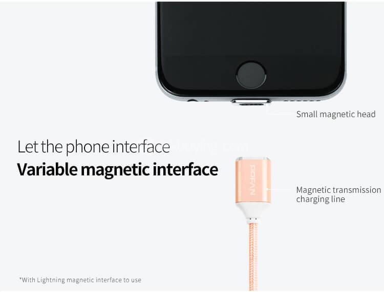 POFAN P11 Data Transmission 8Pin Lightning Magetic Transmission Charging Line Cable Data Line - Gold