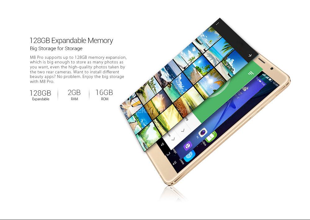 [HK Stock]LEAGOO M8 PRO 5.7 Inch HD 2.5D Corning Gorilla Glass 4 Screen 2GB RAM 16GB ROM MT6737 Quad Core 1.3GHz Android 6.0 4G Smartphone 13.0MP + 5.0MP Dual Rear Cam HIFI Touch ID 3500mAh - Gold
