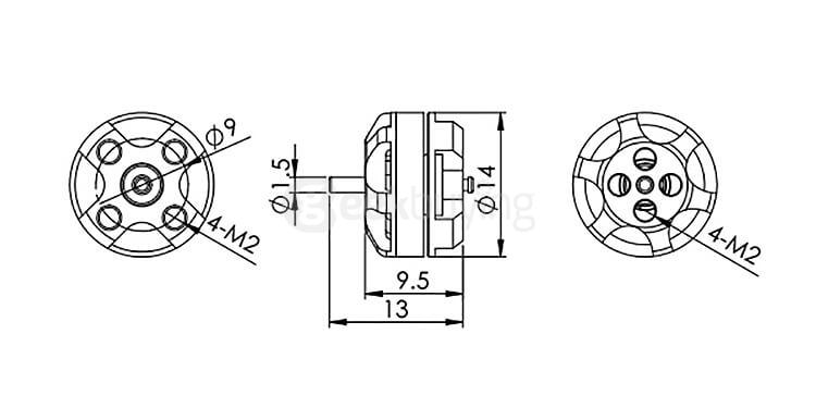 DYS BE1102 10000KV 2-3S Brushless Motor for Mini Racing Quadcopter