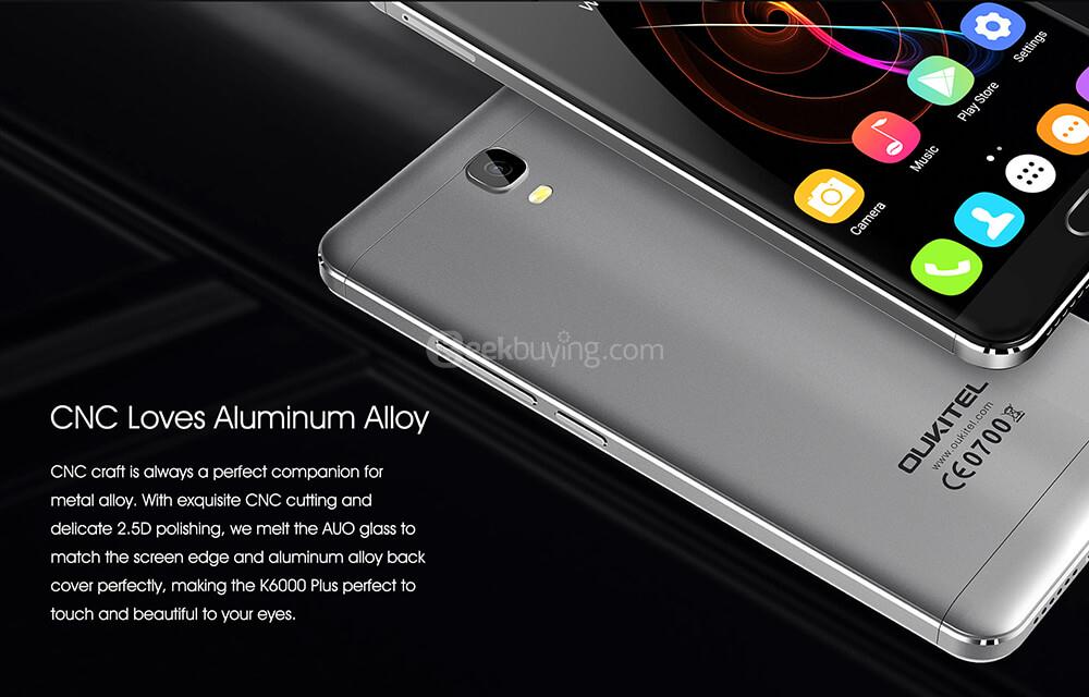 [HK Stock]OUKITEL K6000 PLUS 5.5 Inch FHD 2.5D Asahi Glass Screen 4GB RAM 64GB ROM 16MP Cam MT6750T Octa Core 4G LTE Android 7.0 Smartphone Touch ID 6080mAh Big Battery HiFi  - Gray