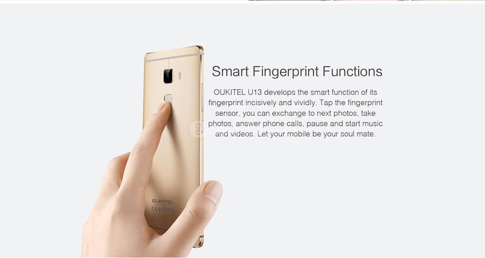 [HK Stock]Oukitel U13 5.5 Inch 2.5D FHD Screen 3GB RAM 64GB ROM 16.0MP Cam MT6753 Octa Core 1.3GHz  Android 6.0 Smartphone OTA Update Fingerprint Touch ID Metal Body - Gray