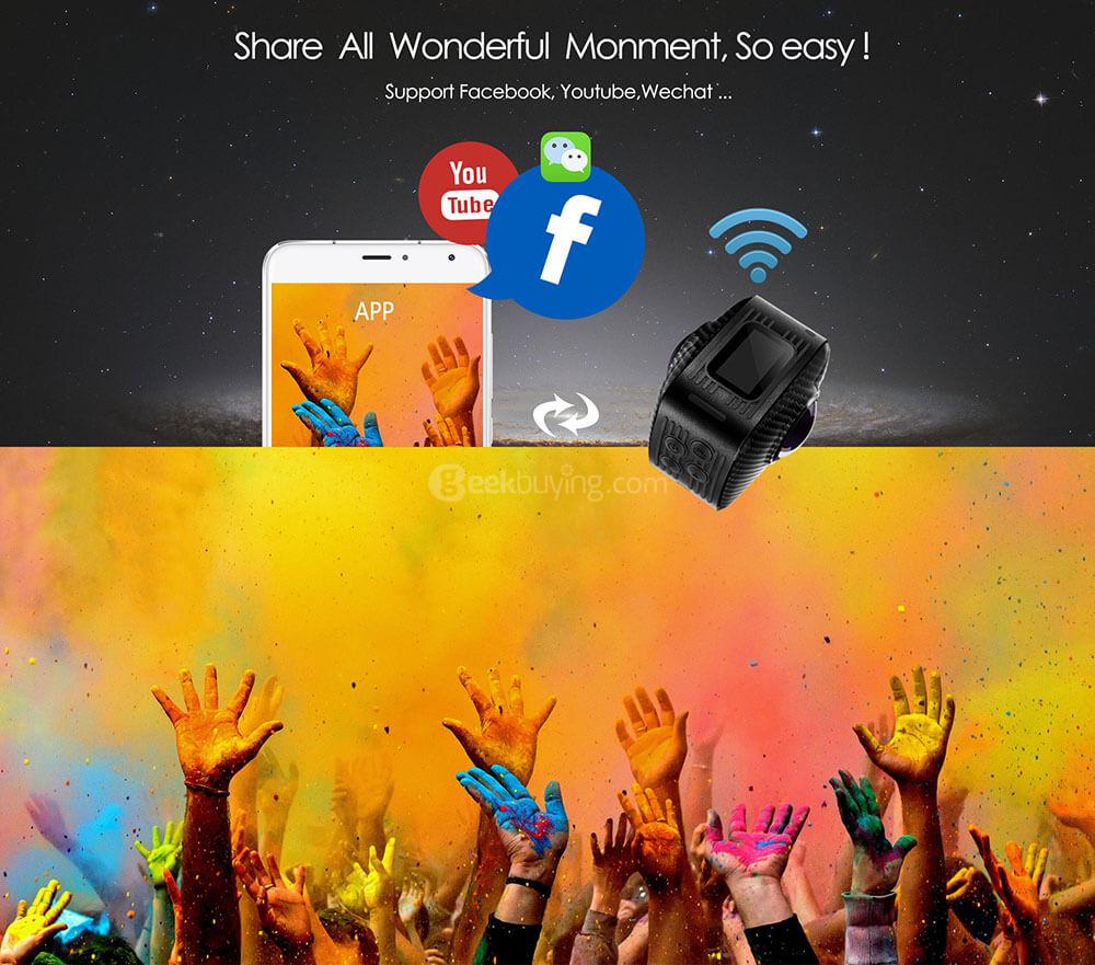 Magicsee P3 360 Degree Panoramic Dual Lens Action Camera 30M Waterproof 16MP FHD VR Camera - Black