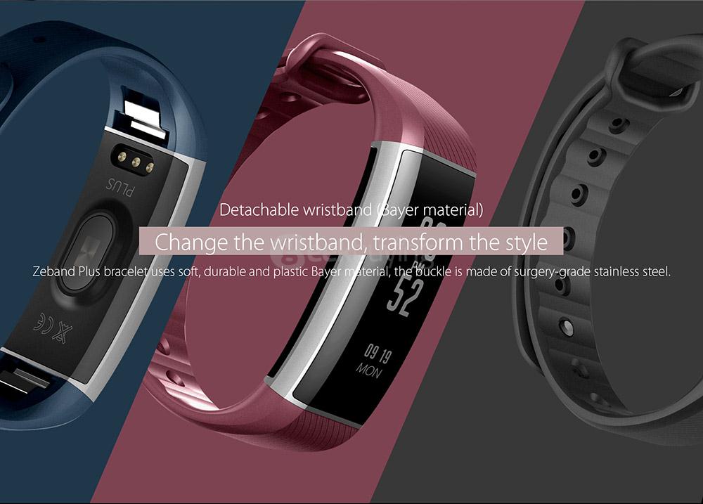 Zeblaze Zeband Plus Smart Bracelet Dynamic Heart Rate Monitor IP67 Water Resistant Swimming Mode Pedometer Sleep Tracker Compatible with iOS/Android - Blue
