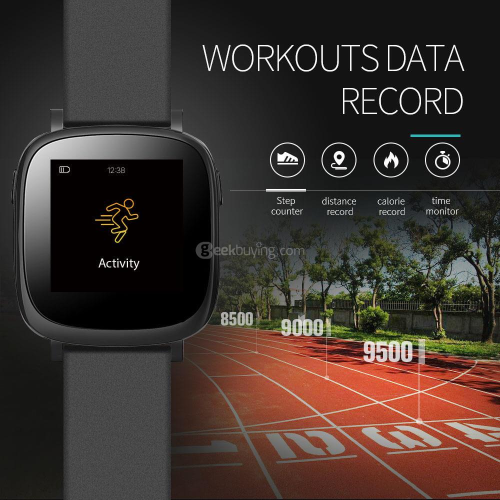 Makibes 42A Smartband Dynamic Heart Rate Monitor IP65 Water Resistant Call Reminder Full color TFT-LCD Screen Bluetooth Compatible with IOS Android - Black