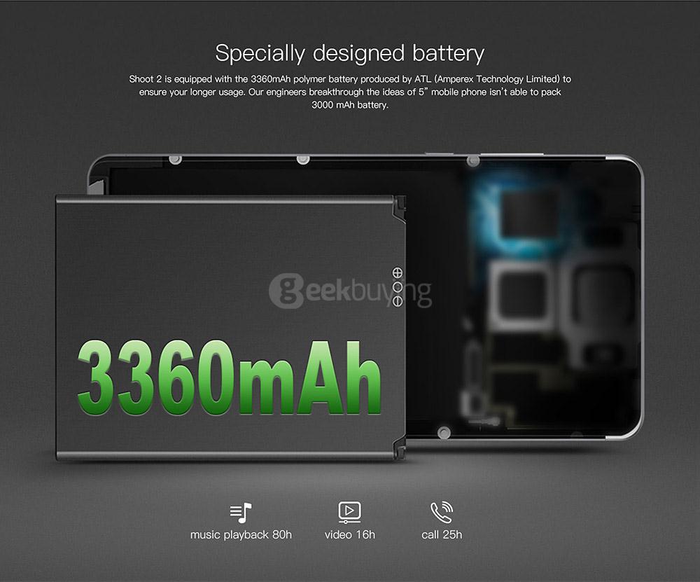 [HK Stock]DOOGEE Shoot 2 5.0 Inch 2GB RAM 16GB ROM 5.0MP Dual Rear Camera MT6580A Quad Core 1.3GHz Android 7.0 Smartphone 3360mAh Battery - Gold