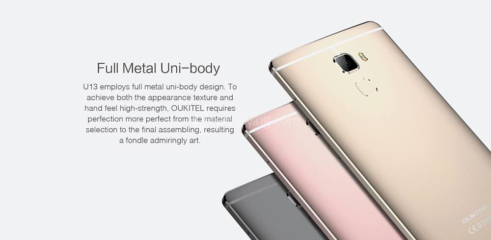 [HK Stock]Oukitel U13 5.5 Inch 2.5D FHD Screen 3GB RAM 64GB ROM 16.0MP Cam MT6753 Octa Core 1.3GHz  Android 6.0 Smartphone OTA Update Fingerprint Touch ID Metal Body - Gray