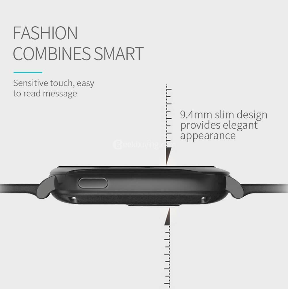 Makibes 42A Smartband Dynamic Heart Rate Monitor IP65 Water Resistant Call Reminder Full color TFT-LCD Screen Bluetooth Compatible with IOS Android - Black