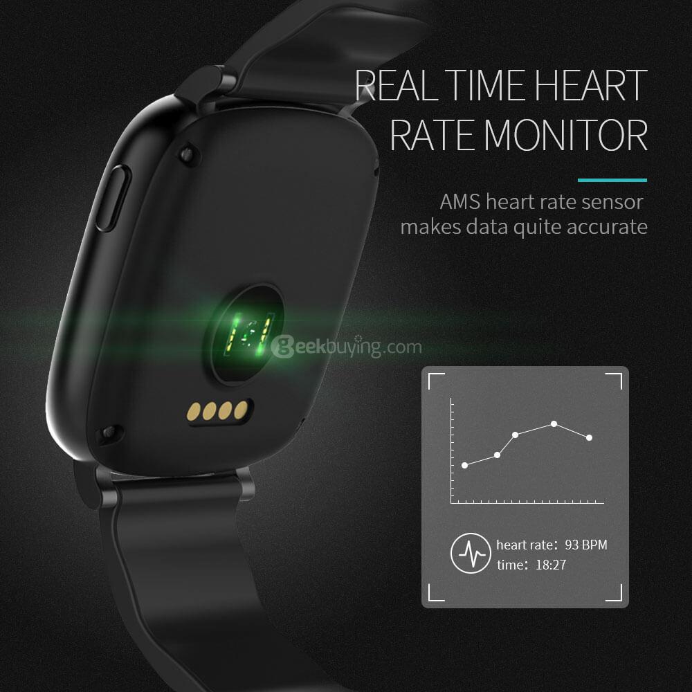 Makibes 42A Smartband Dynamic Heart Rate Monitor IP65 Water Resistant Call Reminder Full color TFT-LCD Screen Bluetooth Compatible with IOS Android - Black