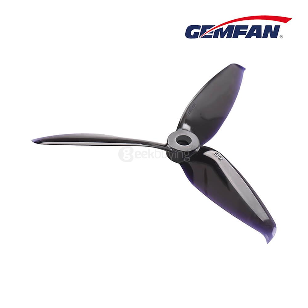 Gemfan 5152 5.1 X 5.2 3-Blade Propeller 5.0mm Mounting Hole for Racing Quadcopter (2CW & 2CCW) - Black