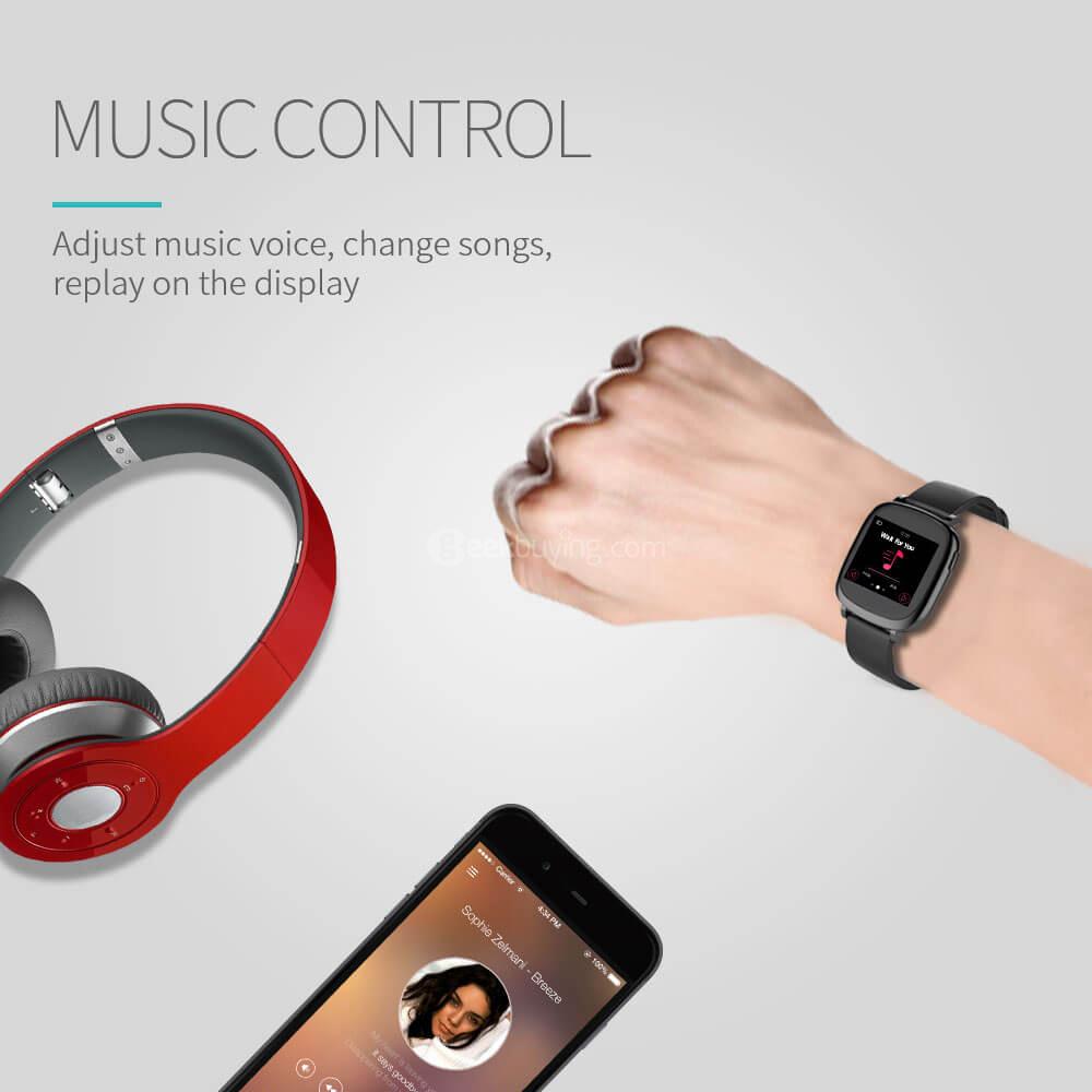 Makibes 42A Smartband Dynamic Heart Rate Monitor IP65 Water Resistant Call Reminder Full color TFT-LCD Screen Bluetooth Compatible with IOS Android - Black