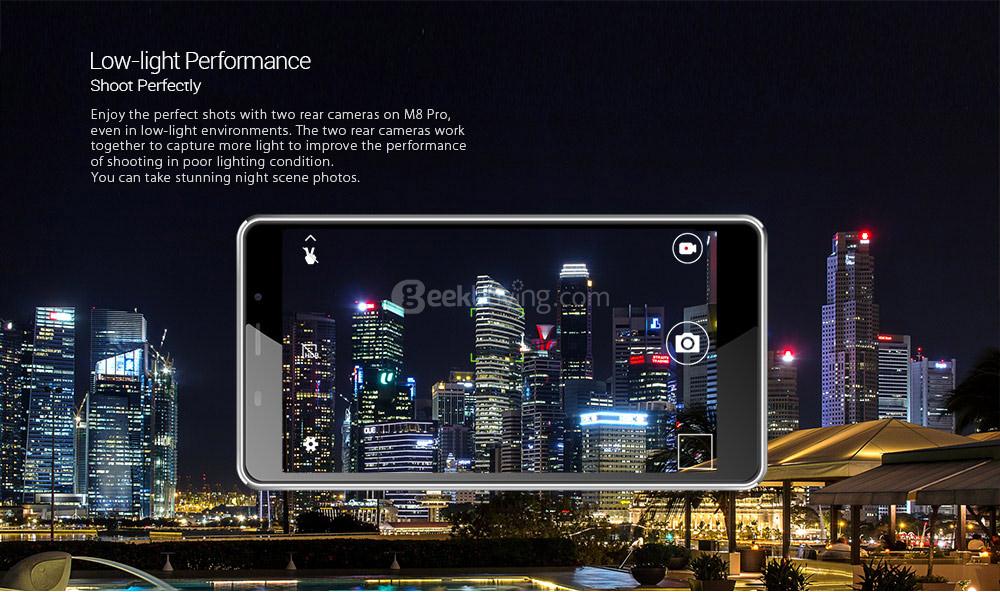 [HK Stock]LEAGOO M8 PRO 5.7 Inch HD 2.5D Corning Gorilla Glass 4 Screen 2GB RAM 16GB ROM MT6737 Quad Core 1.3GHz Android 6.0 4G Smartphone 13.0MP + 5.0MP Dual Rear Cam HIFI Touch ID 3500mAh - Gold