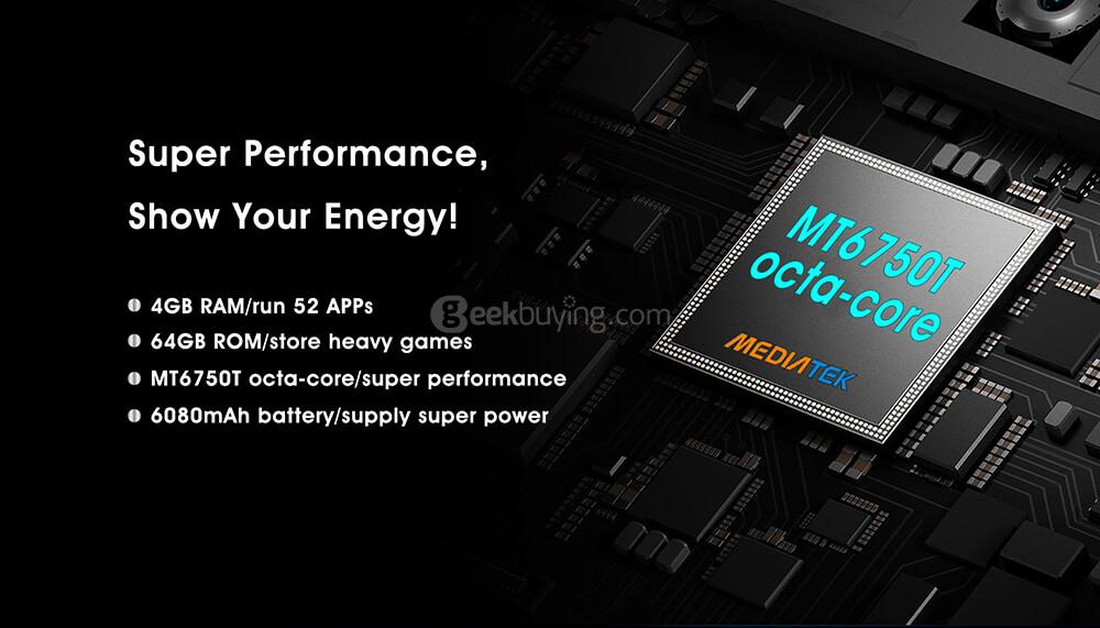 [HK Stock]OUKITEL K6000 PLUS 5.5 Inch FHD 2.5D Asahi Glass Screen 4GB RAM 64GB ROM 16MP Cam MT6750T Octa Core 4G LTE Android 7.0 Smartphone Touch ID 6080mAh Big Battery HiFi - Gold