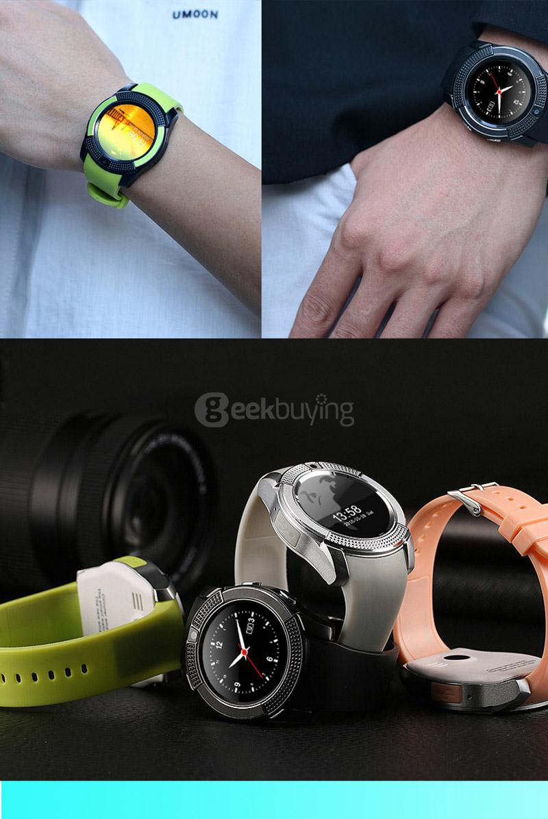 V8 3G Smart Watch Phone MTK6261D 0.3MP Camera Pedometer Sleep Monitor SMS Call APP Notification Bluetooth Anti-lost Compatible with iOS Android - Blue