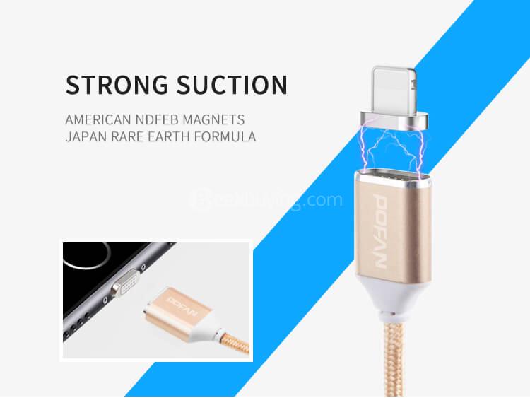POFAN P11 Data Transmission 8Pin Lightning Magetic Transmission Charging Line Cable Data Line - Gold