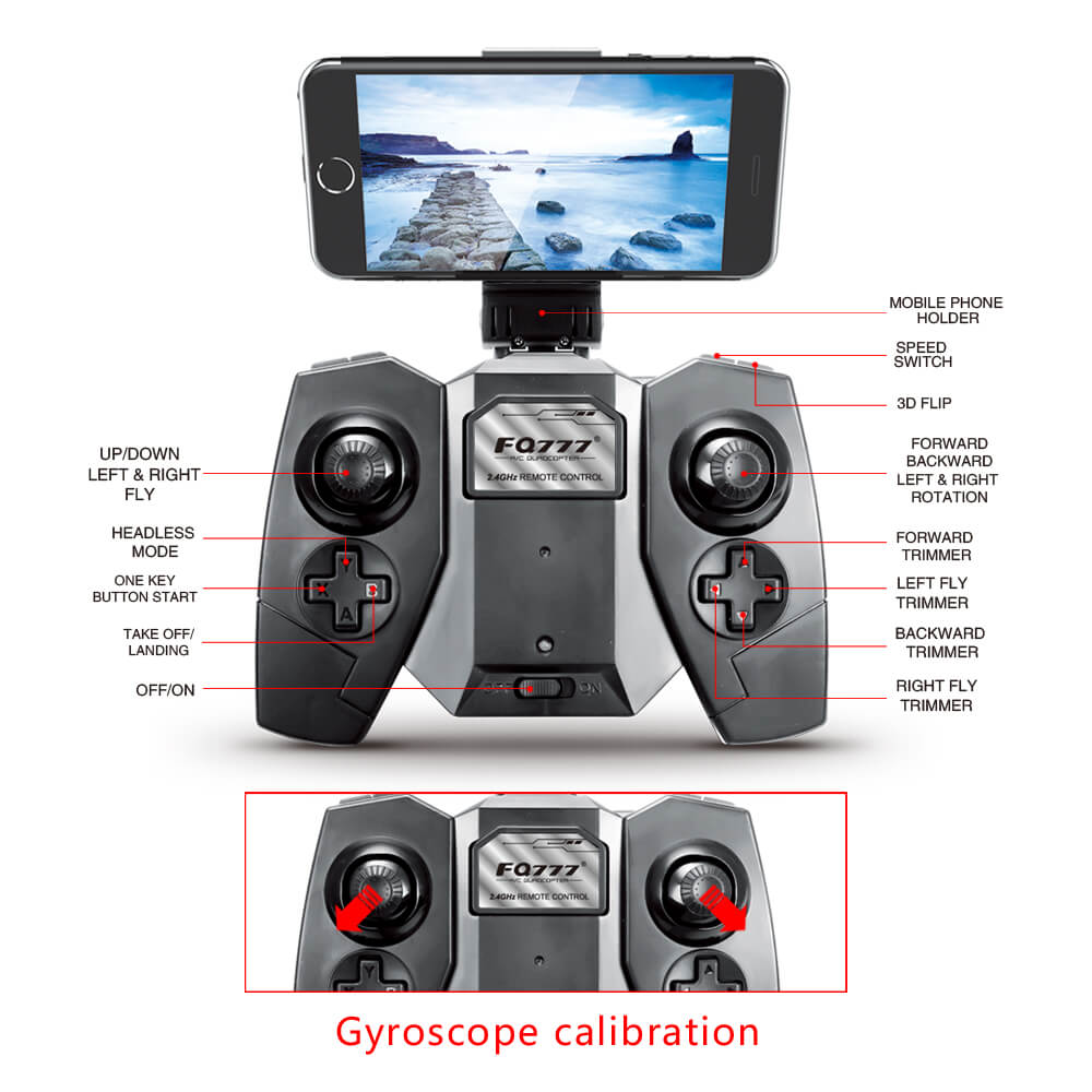 FQ777 FQ17W WIFI FPV Foldable Pocket Drone With 0.3MP Camera Altitude Hold Mode RC Quadcopter RTF - Red