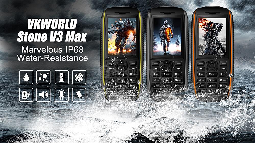 VKworld Stone V3 MAX IP68 Waterproof Phone 2.4 Inch Daily Dustproof ShatterProof 5300Mah Long Standby Speaker LED Lights  - Yellow