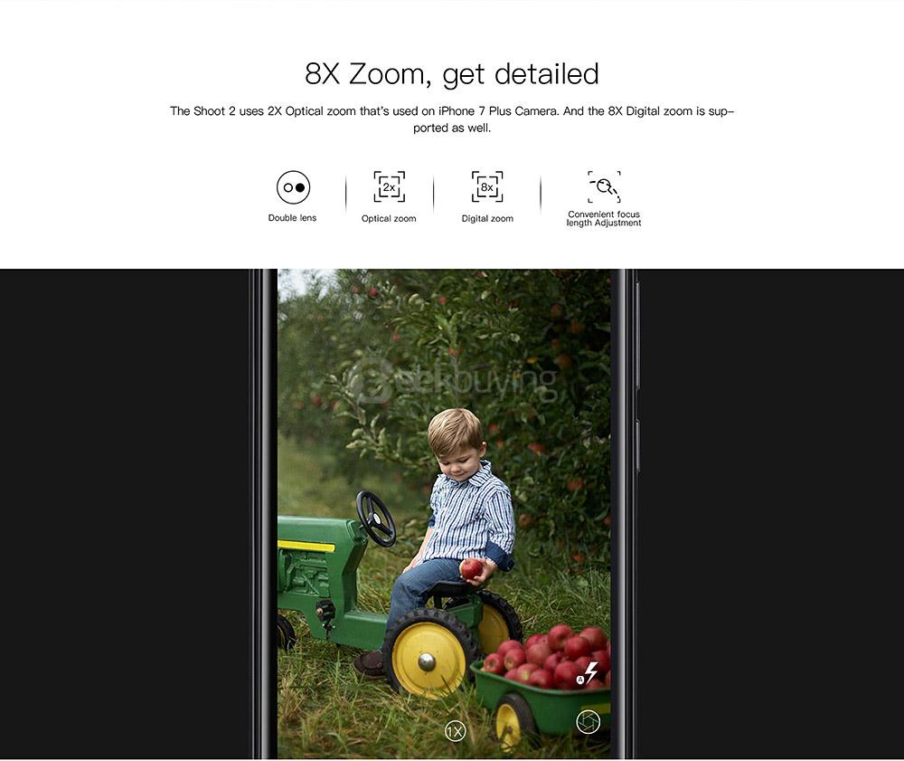 [HK Stock]DOOGEE Shoot 2 5.0 Inch 8GB ROM 5.0MP Dual Rear Camera MT6580A Quad Core 1.3GHz Android 7.0 Smartphone 3360mAh Battery - Black
