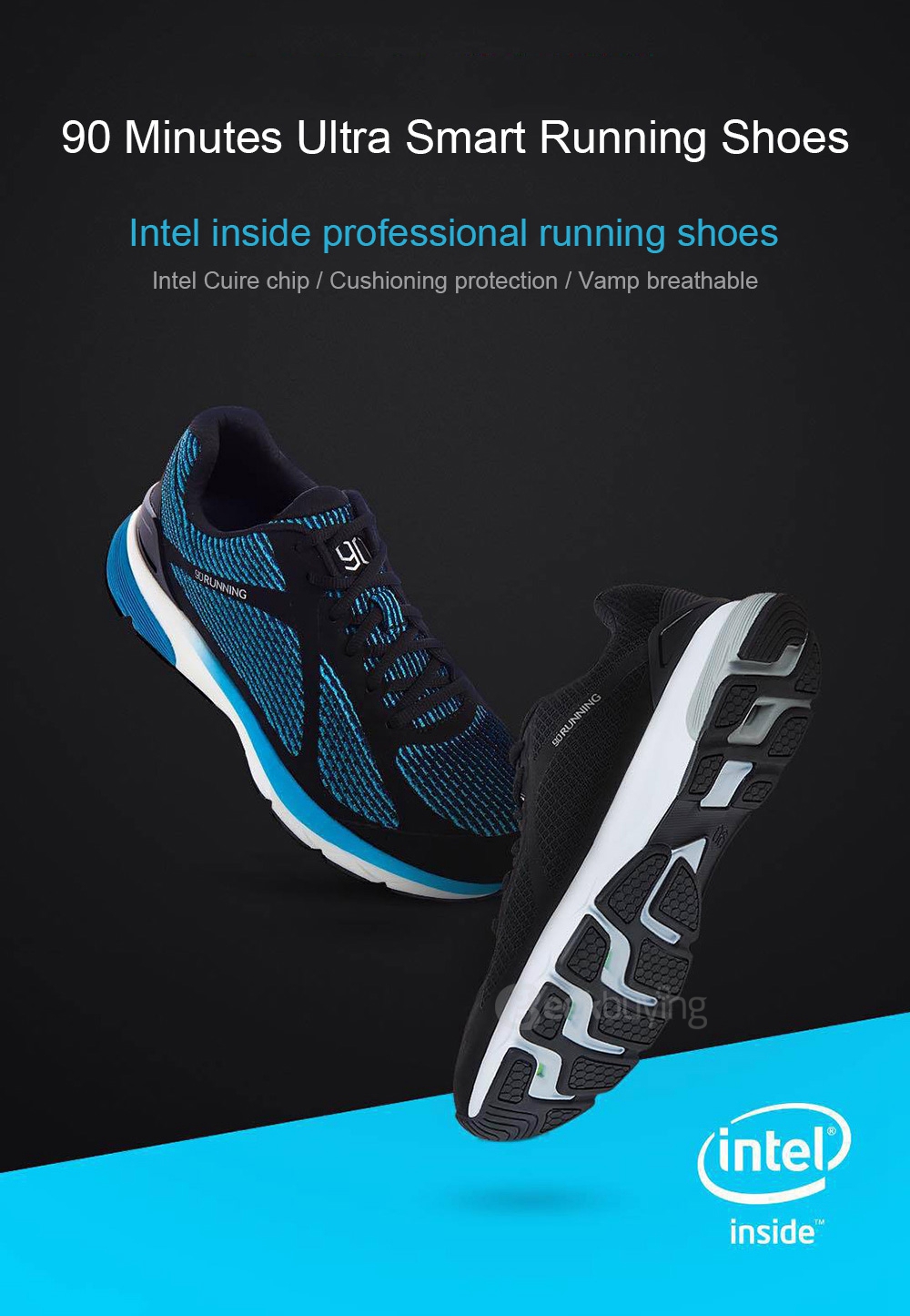 Xiaomi Mi 90 Minutes Ultra Smart Lightweight Running Shoes With Intel Curie Chip for Women - Pink /Size 37
