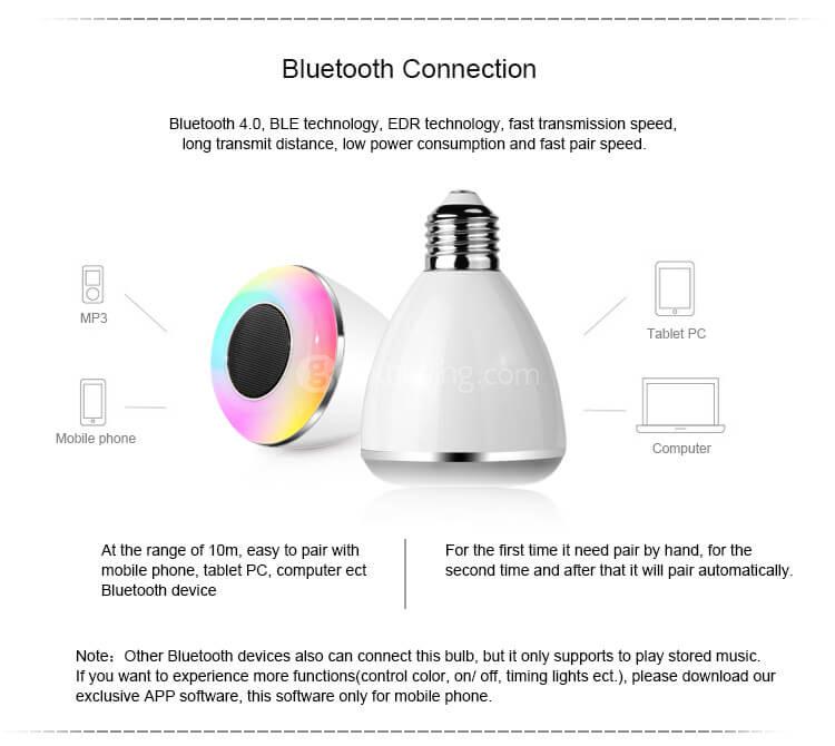 BL08A Intelligent LED Bulb with Bluetooth Audio -White
