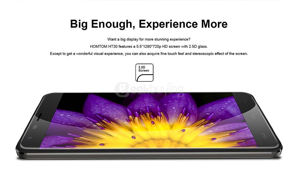 [HK Stock] HOMTOM HT30 5.5 Inch HD Screen 8GB ROM 8.0MP Cam MT6580 Quad Core 1.3GHz Android 6.0 Smartphone 3000mAh Touch ID - White