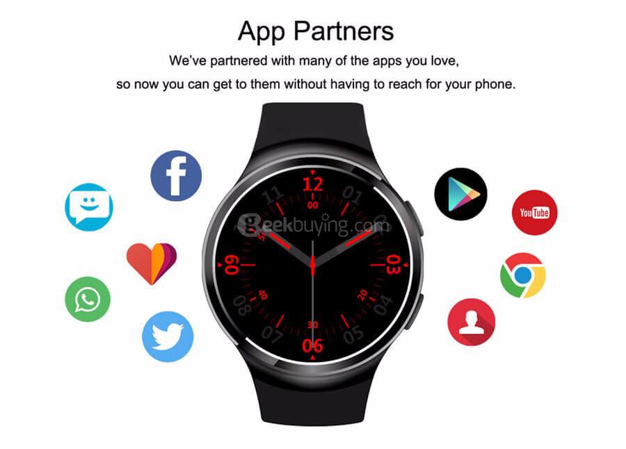 Makibes X3 Plus 3G Smartwatch Phone Android 5.1  MTK6580 Quad Core 1GB RAM 8GB ROM Heart Rate Compatible with iOS Android - Black