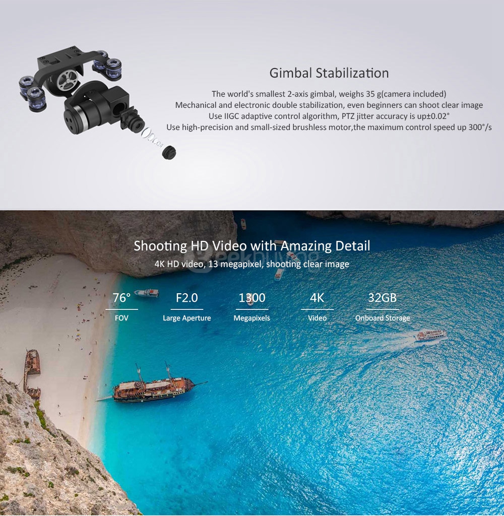 Feima Robotics J.ME WIFI FPV With UHD 4K Camera 2-Axis Gimbal Obstacle Avoidance Mode RC Quadcopter - White