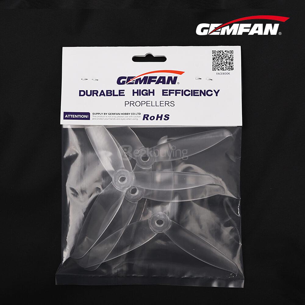 Gemfan 5152 5.1 X 5.2 3-Blade Propeller 5.0mm Mounting Hole for Racing Quadcopter (2CW & 2CCW) - Transparent