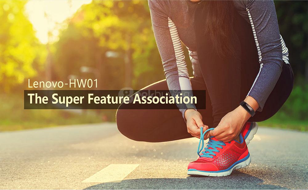 Lenovo HW01 Bluetooth 4.2 Smart Wristband Dynamic Heart Rate Moniter Pedometer Fitness Tracker for Android iOS - Black