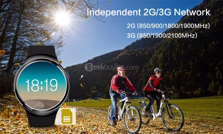 Makibes X3 Plus 3G Smartwatch Phone Android 5.1  MTK6580 Quad Core 1GB RAM 8GB ROM Heart Rate Compatible with iOS Android - Black
