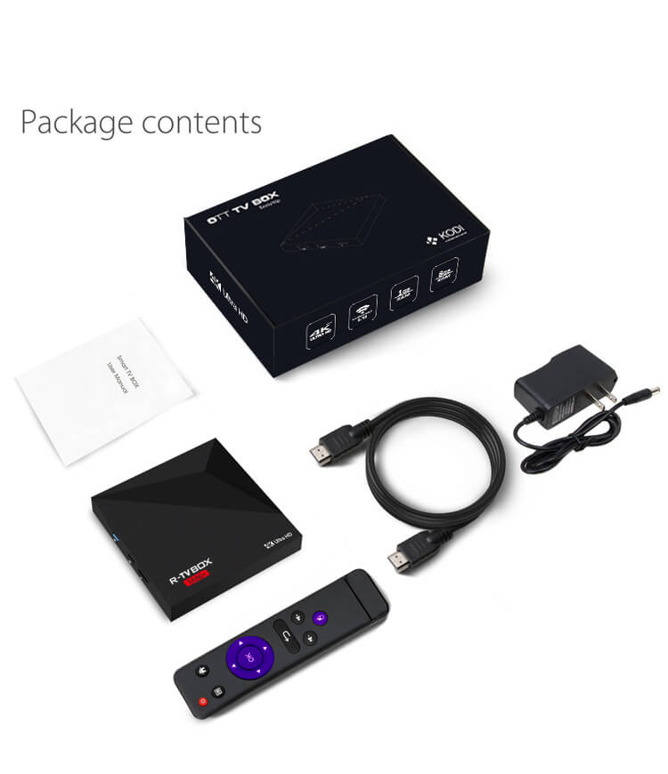 R-TV BOX MINI+ Android 7.1.1 RK3328 KODI 17.1 4K VP9 TV Box 1G/8G 802.11 b/g/n Wifi LAN H.265 HDR10 USB3.0