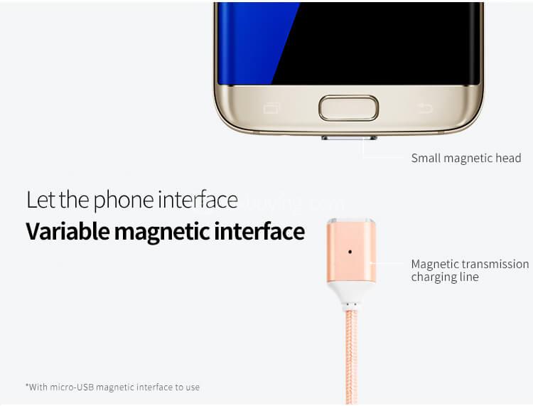 POFAN P11 Data Transmission Micro USB Magetic Transmission Charging Line Cable Data Line - Rose Gold