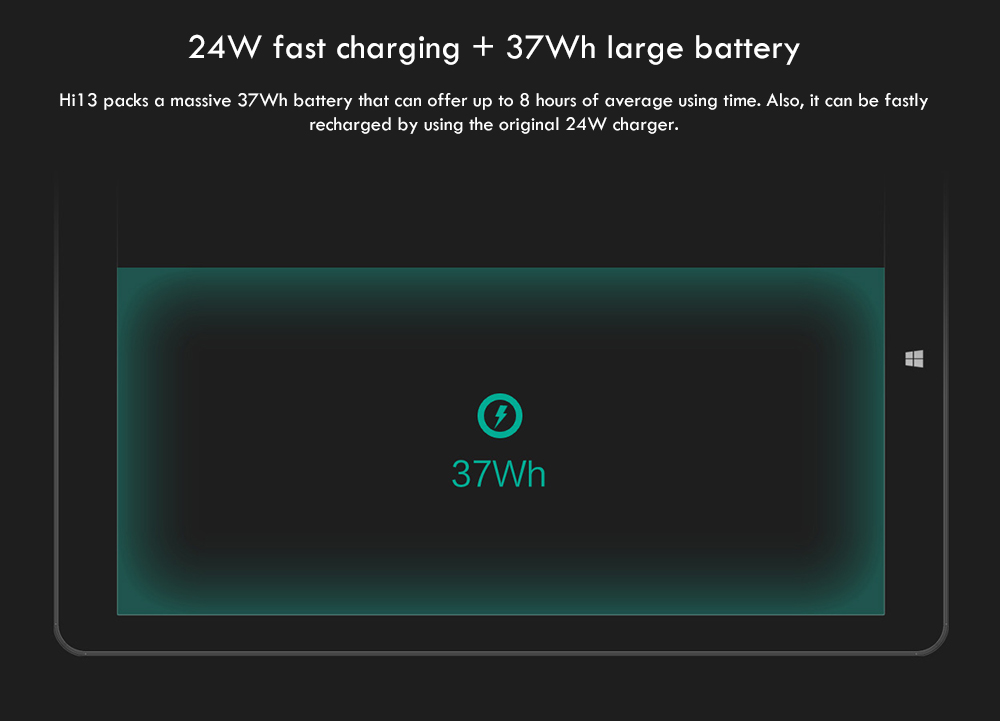 Chuwi Hi13 13.5 Inch 2 In 1 Tablet with 3K IPS Touch Display Intel Apollo Lake N3450 4GB/64GB 2MP Front Camera 5MP Rear Camera Dual Band WiFi Bluetooth Type C