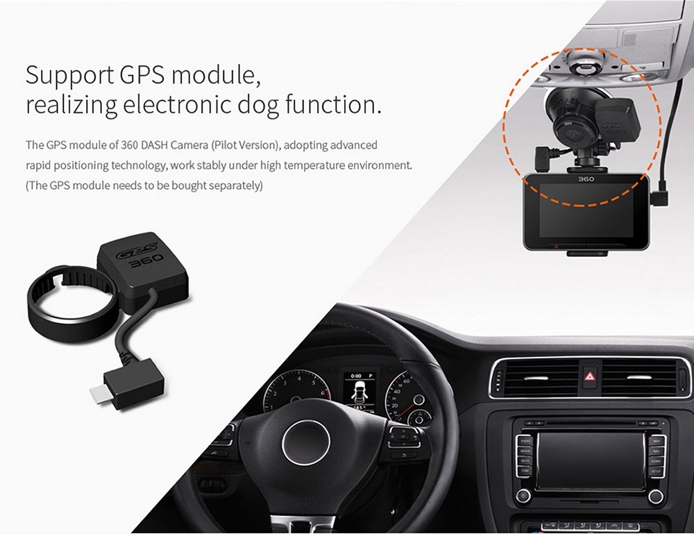 [HK Stock]360 J511 1080P Car DVR Camera Ambarella A12A55 3.0 Inch Screen 165 Degree Wide Angle  - Black