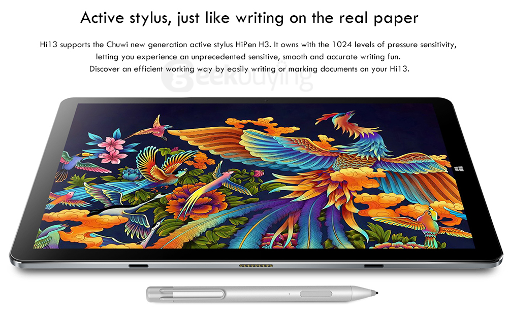 Chuwi Hi13 13.5 Inch 2 In 1 Tablet with 3K IPS Touch Display Intel Apollo Lake N3450 4GB/64GB 2MP Front Camera 5MP Rear Camera Dual Band WiFi Bluetooth Type C