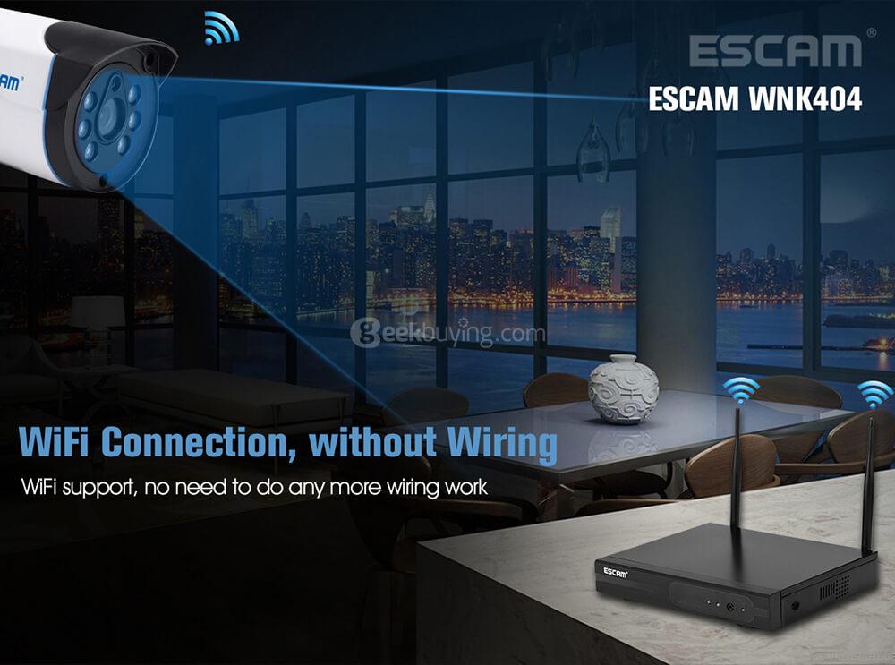 ESCAM WNK404 4CH WiFi IP Cameras and 1CH WiFi NVR 720P Wireless NVR Kit