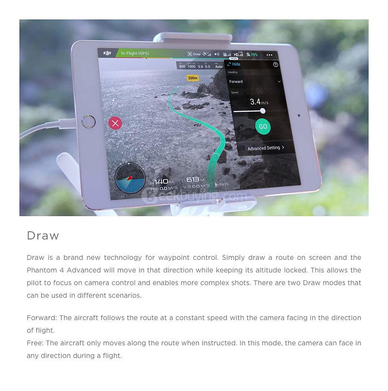 DJI Phantom 4 Advanced GPS/GLONASS UHD 4K Camera Automatic Obstruction Intelligent Flight Mode RC Quadcopter RTF - Standard Edition