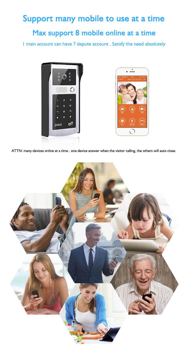 Smart Video Door Phone Intercom 720P Wifi Doorbell with RFID for  IOS / Android