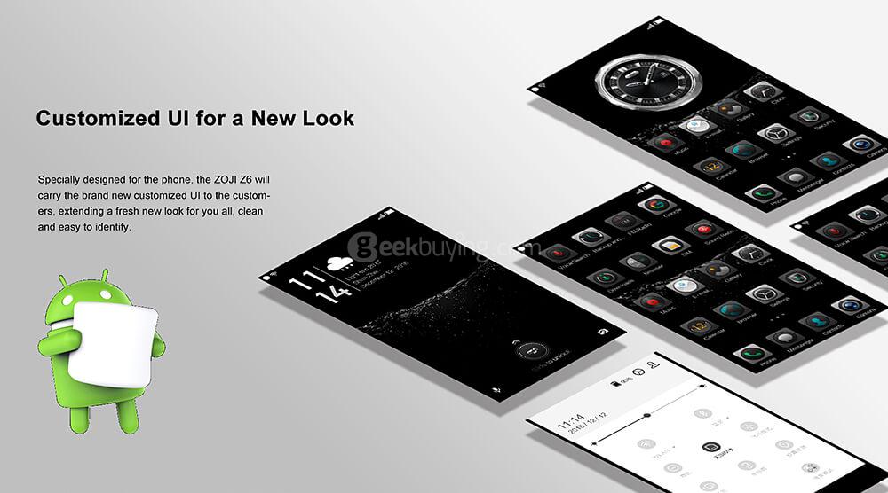 [HK Stock]ZOJI Z6 IP68 waterproof 4.7 Inch HD Corning Gorilla Glass 4 Screen 8GB ROM 5.0MP Cam MT6580 Quad Core 1.3GHz Android 6.0 Smartphone Touch ID Super Slim Body 3000 mAh - Black