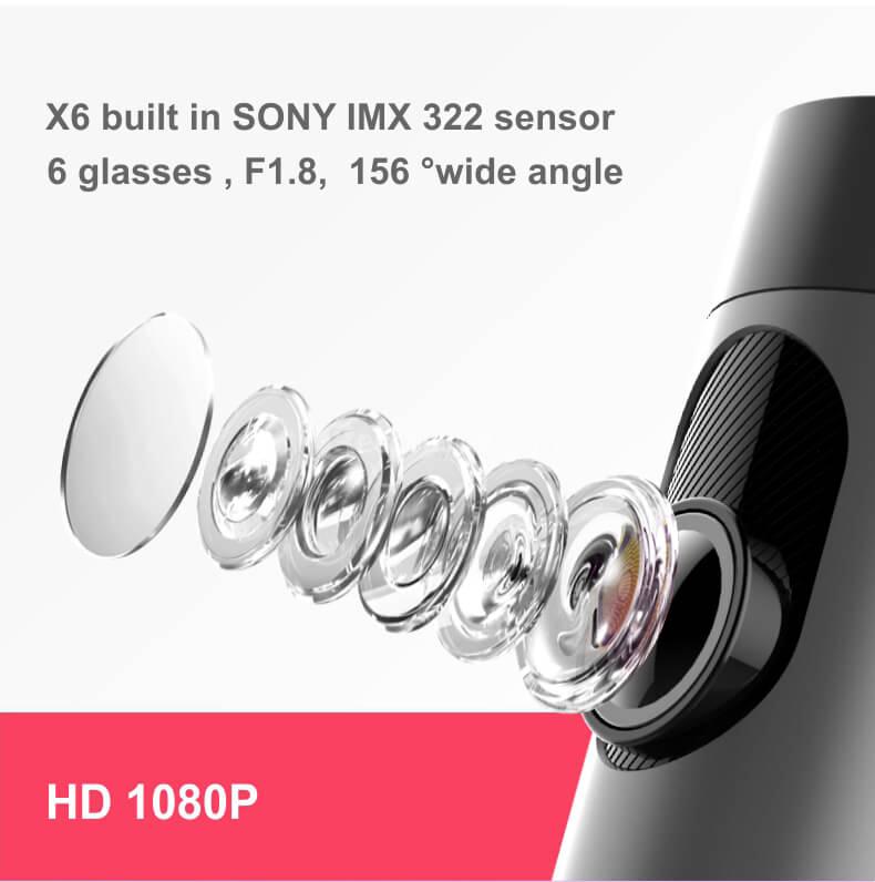 CARSUITE X6 1080P Car DVR Camera Hisilicon Chipset 156 Degree Wide Angle Car Recorder Dash Cam - Gray