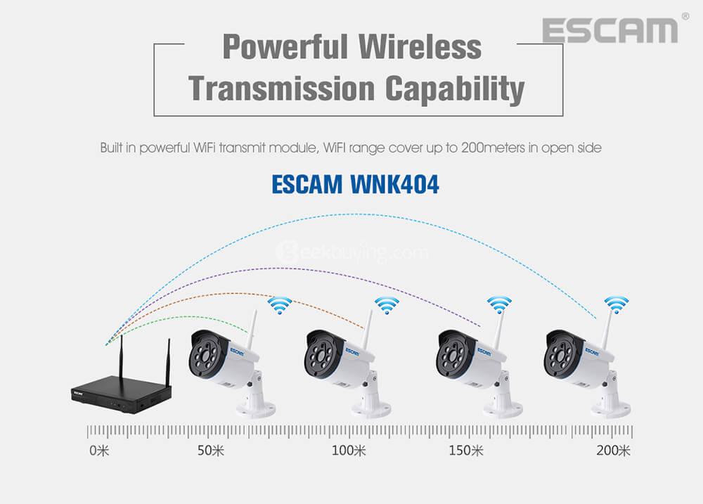 ESCAM WNK404 4CH WiFi IP Cameras and 1CH WiFi NVR 720P Wireless NVR Kit