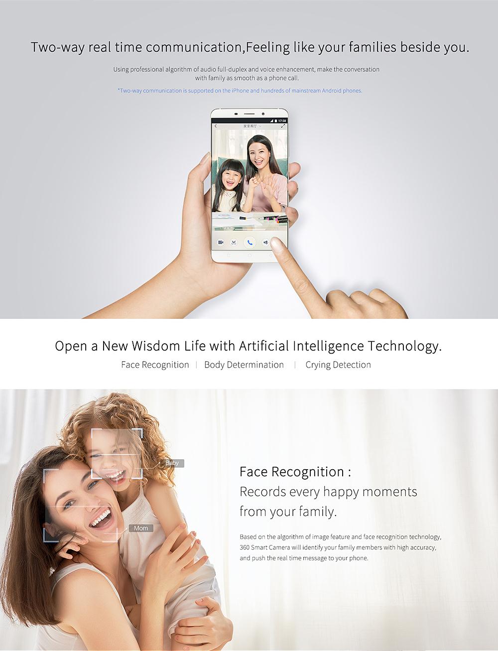 [HK Stock] 360 D503 Home Camera HD 720p Wireless Camera Video Monitor IP Network Surveillance Home security - White