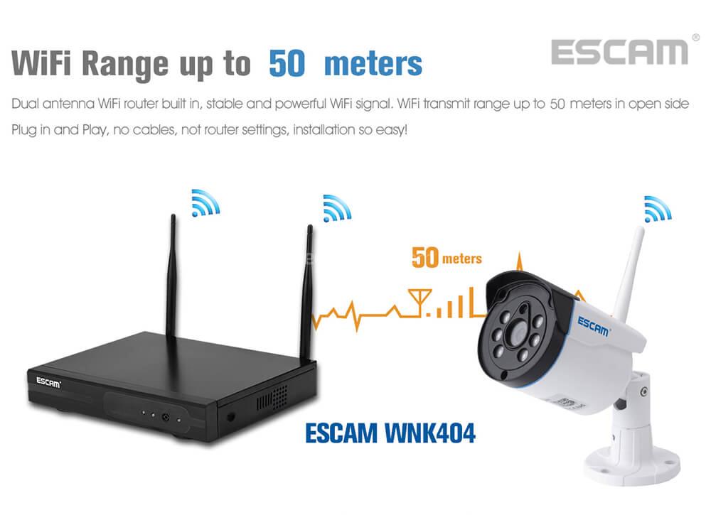 ESCAM WNK404 4CH WiFi IP Cameras and 1CH WiFi NVR 720P Wireless NVR Kit