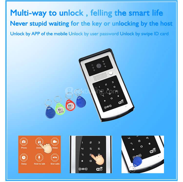 Smart Video Door Phone Intercom 720P Wifi Doorbell with RFID for  IOS / Android