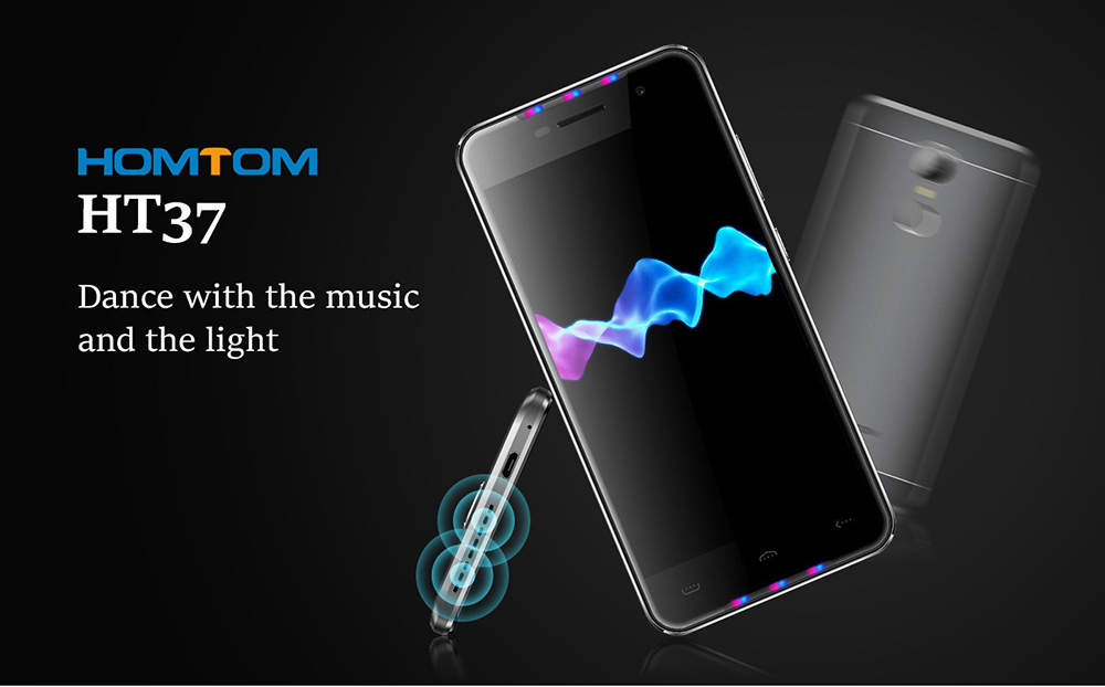 [HK Stock]HOMTOM HT37 5.0 Inch HD 2.5D Screen 2GB RAM 16GB ROM 13.0MP Cam MT6580 Quad Core 1.3GHz Android 6.0 Smartphone Touch ID 3000mAh - Silver