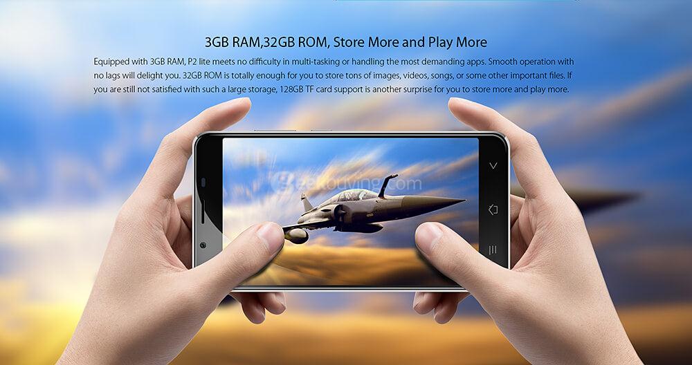 [HK Stock]Blackview P2 Lite 5.5 Inch 4G LTE Smartphone FHD Screen 3GB 32GB MTK6753 13.0MP Cam Android 7.0 6000mAh - Gold