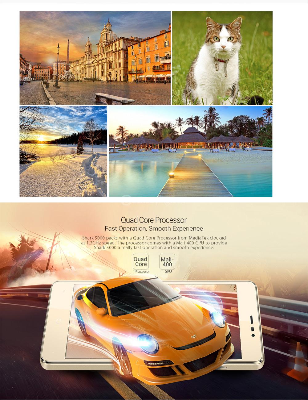 [HK Stock]LEAGOO Shark 5000 5.5 Inch HD Screen 8GB ROM 13.0MP Cam MT6580 Quad Core Android 6.0 Smartphone 5000mAh Big Battery Slim Metal body Quick Charge - Gray