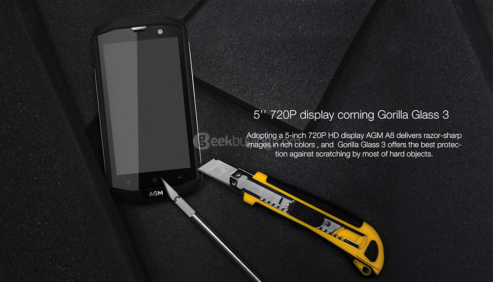 [HK Stock][US Version]AGM A8 5.0 Inch 4G LTE Smartphone IP68 Waterproof 3GB 32GB Qualcomm MSM8916 13.0MP Cam Android 7.0 OTG NFC 4050mAh - Gold